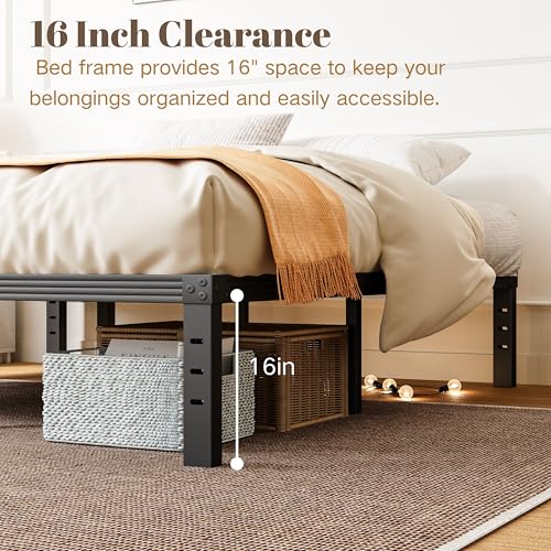 Black Full Size Steel Slat Platform Bed Frame K45665