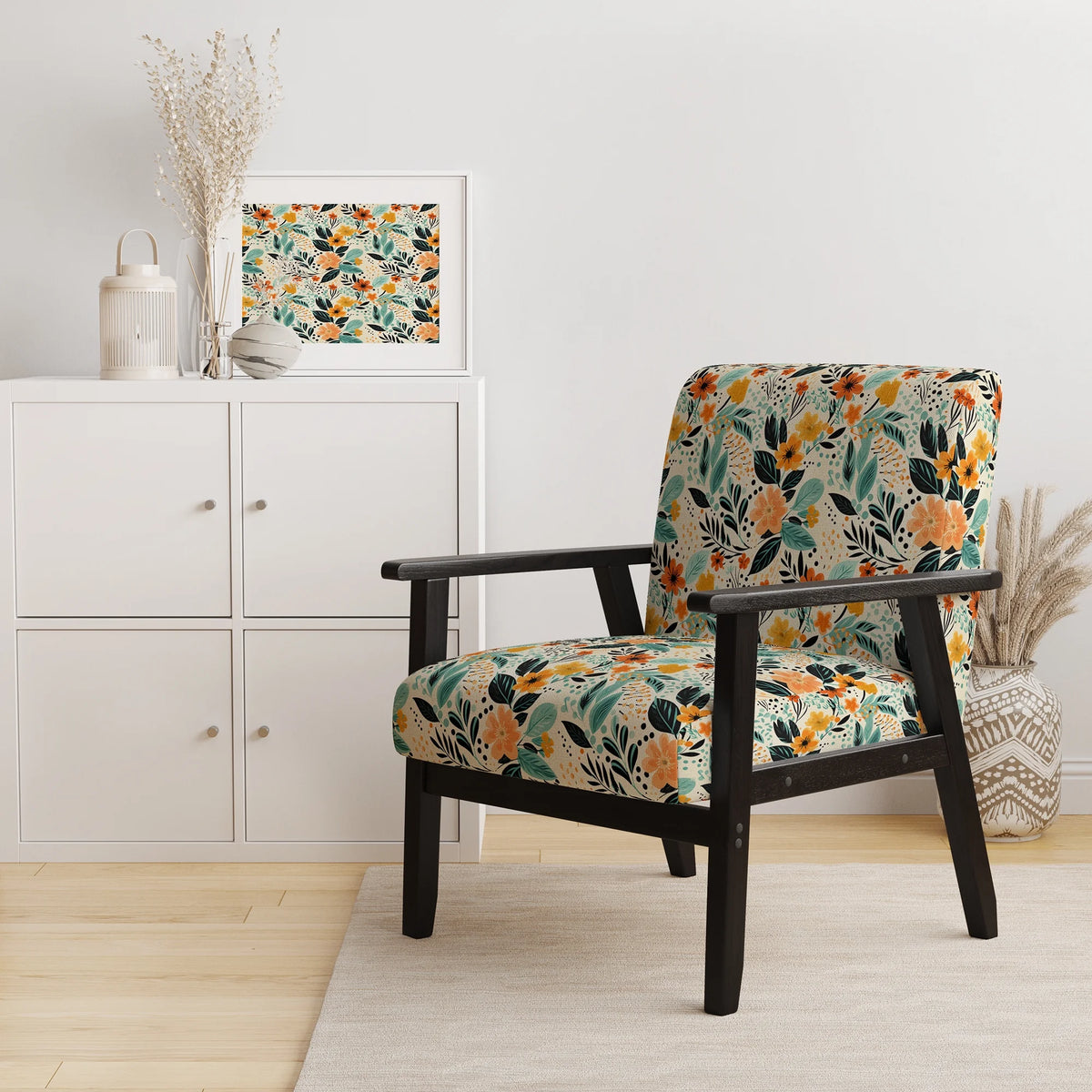 Upholstered Cottage Accent Chair and Floral Arm Chair L821658