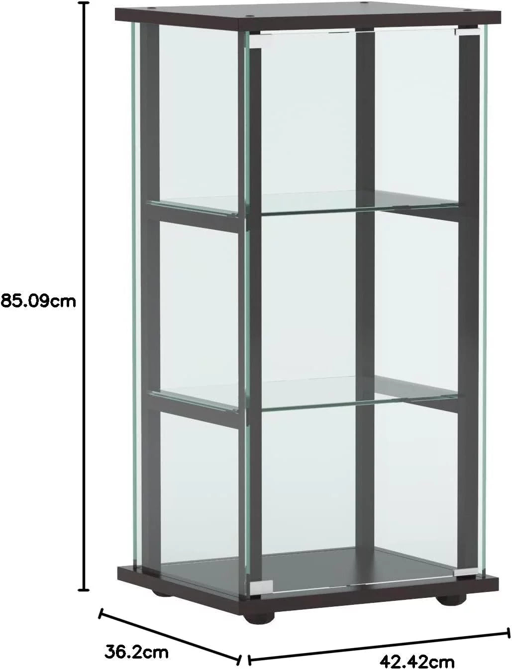 Modern 4 Shelf Curio Cabinet with Clear Tempered Glass A534