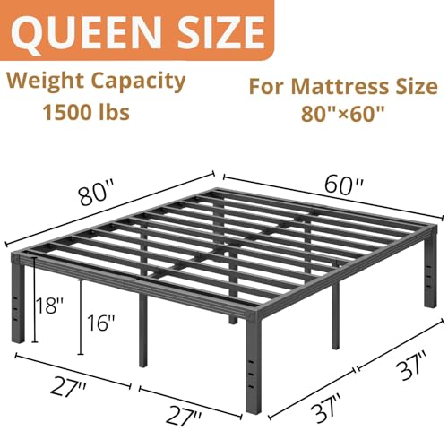 Black Full Size Steel Slat Platform Bed Frame K45665
