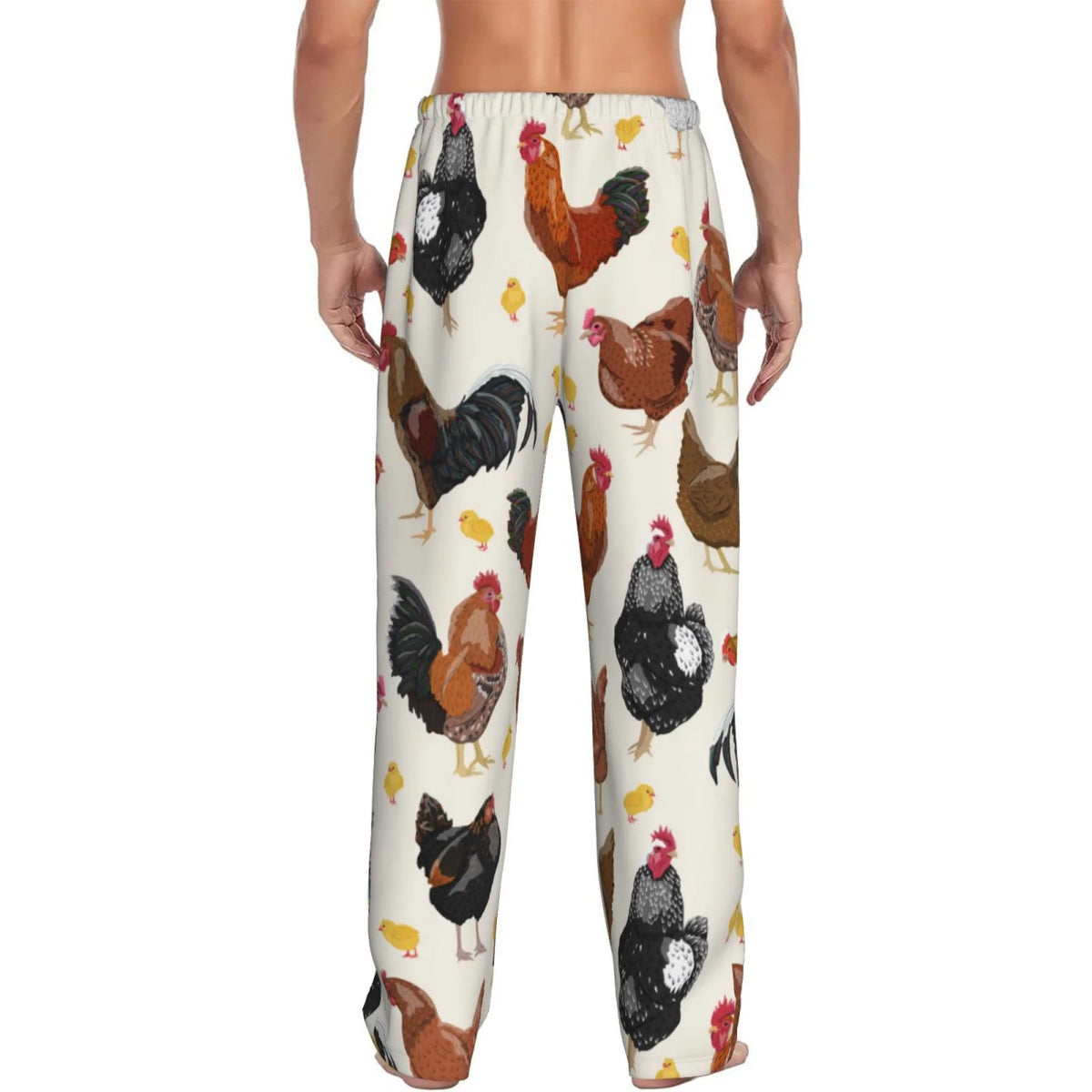 Men's Roosters And Chickens Pajama Pants with Drawstring and Pockets K430387