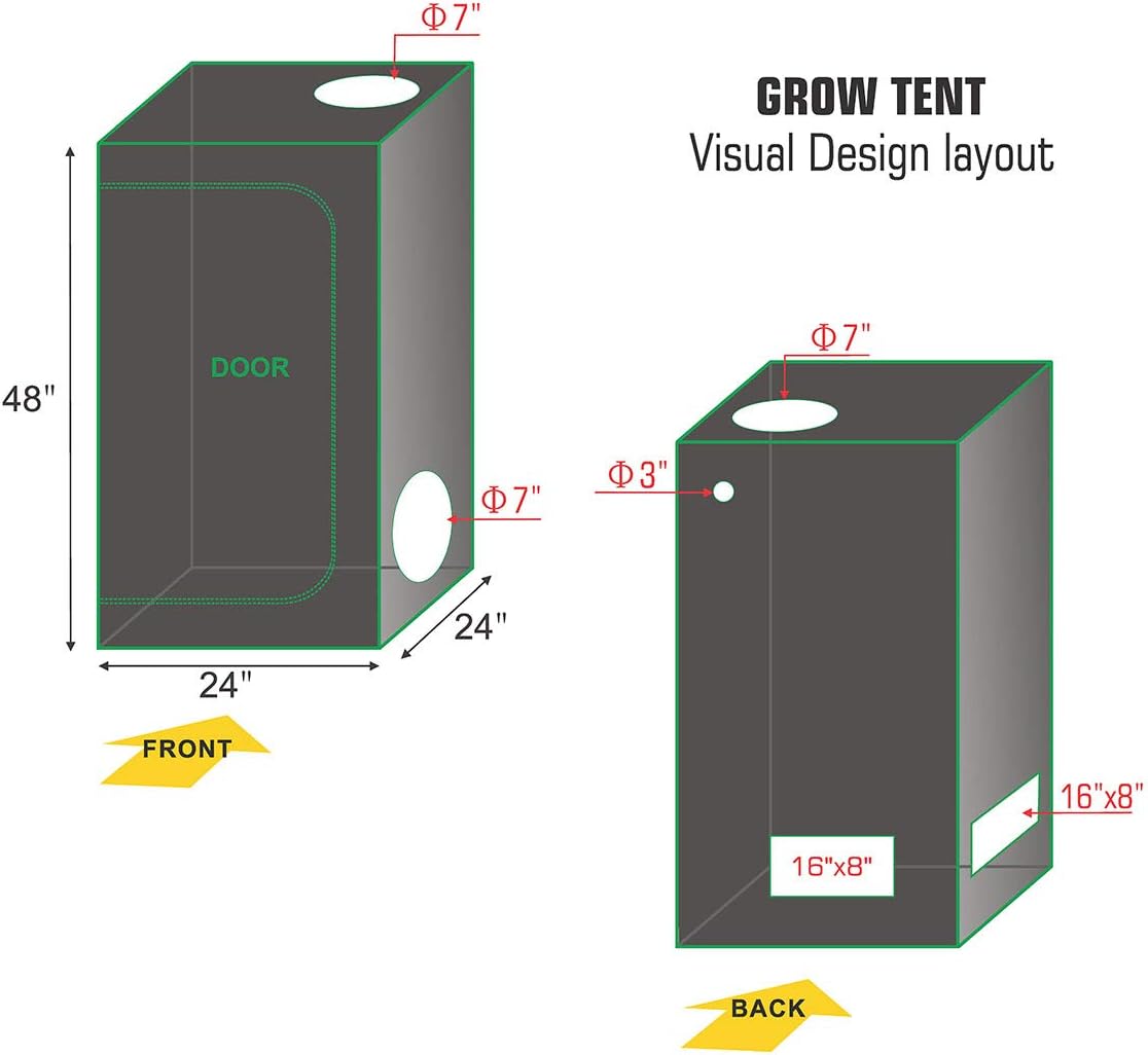 24''x24''x48'' Hydroponic Mylar Grow Tent J8767