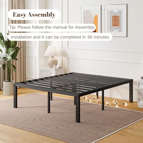 Black Full Size Steel Slat Platform Bed Frame K45665
